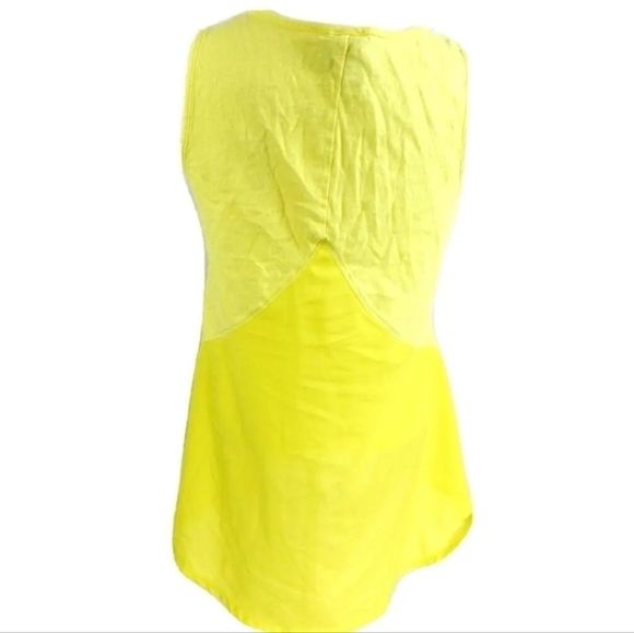 XCVI Neon Yellow Scoop Neck Sheer Panel Tank - Picture 2 of 4